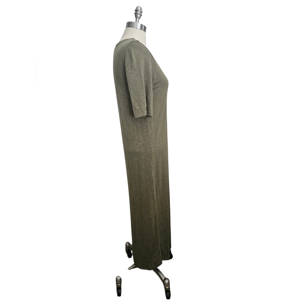 LILA ROSE Olive Green Maxi Slub T-Shirt Dress | SZ M - Picture 2 of 9
